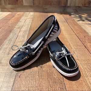 Sperry Topsiders Funky Loafers Zebra Patent Leather Sequined Size 7 Flats